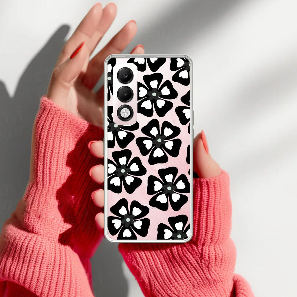 Black and White Flower Transparent Silicon case For Oppo