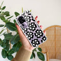 Black and White Flower Transparent Silicon case For Oppo Reno 7 5G