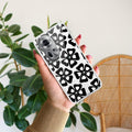 Black and White Flower Transparent Silicon case For Oppo Reno 11 5G