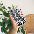 Black and White Flower Anti Yellow Case For Oppo Reno 11 5G