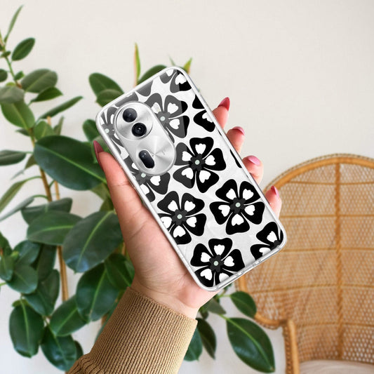 Black and White Flower Transparent Silicon case For Oppo