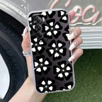 Black and White Flower Anti Yellow Case For Oppo Reno 12 Pro 5G