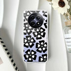 Black and White Flower Transparent Silicon case For Realme 8 4G / Realme 8 Pro