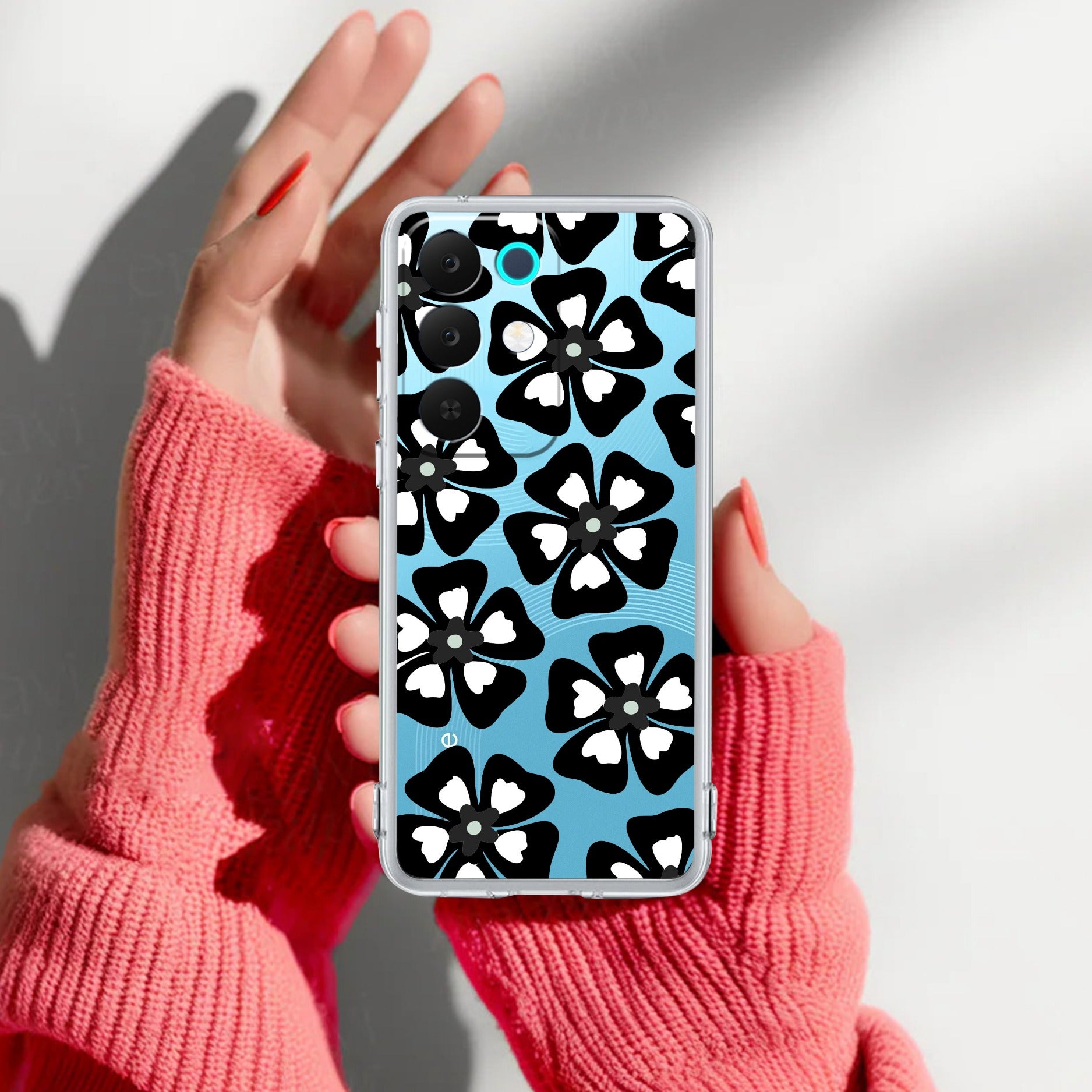 Black and White Flower Anti Yelllow Case For Realme 15X 5G