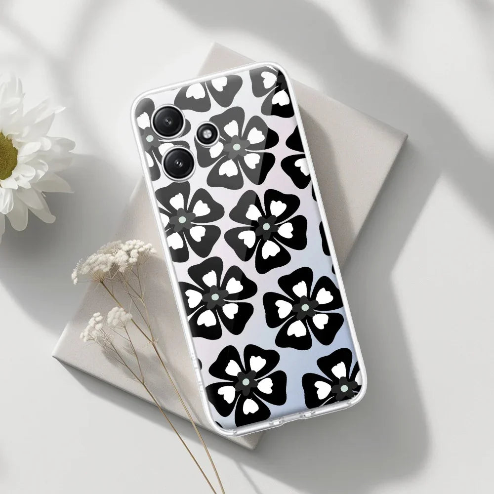 Black and White Flower Transparent Silicon case For Poco - ShopOnCliQ