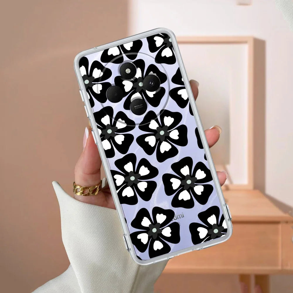 Black and White Flower Transparent Silicon case For Redmi/Xiaomi - ShopOnCliQ