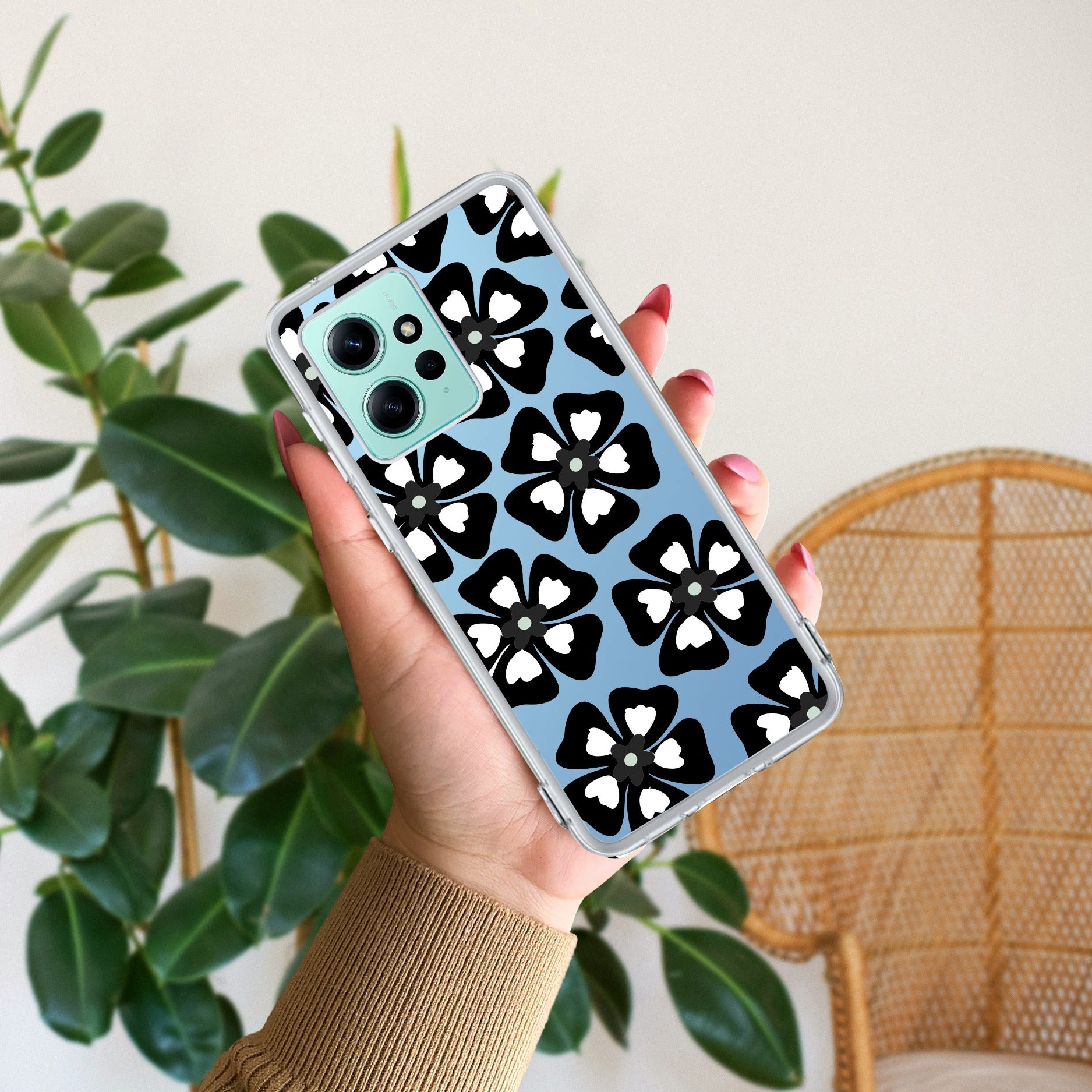 Black and White Flower Transparent Silicon case For Redmi/Xiaomi