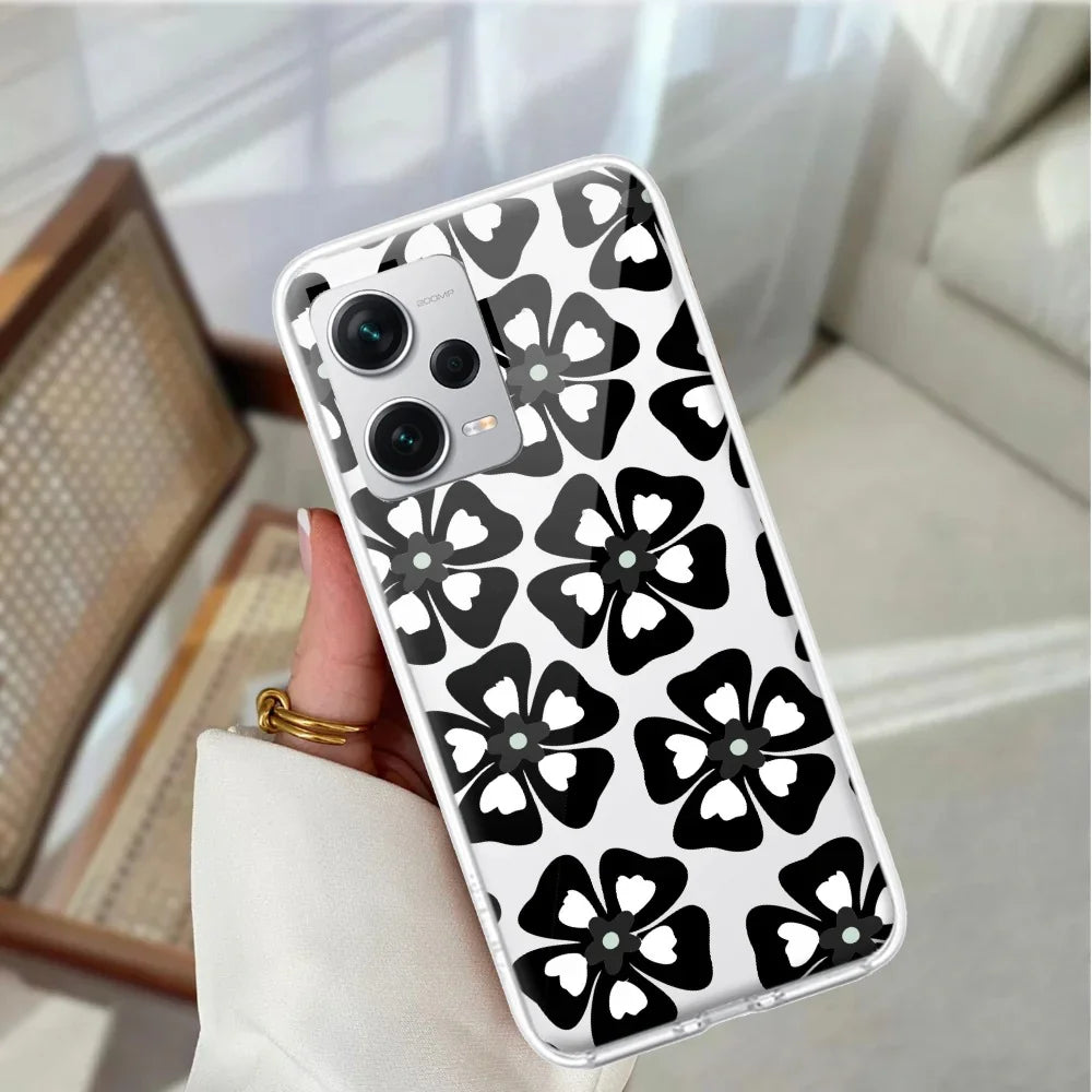 Black and White Flower Transparent Silicon case For Redmi/Xiaomi - ShopOnCliQ