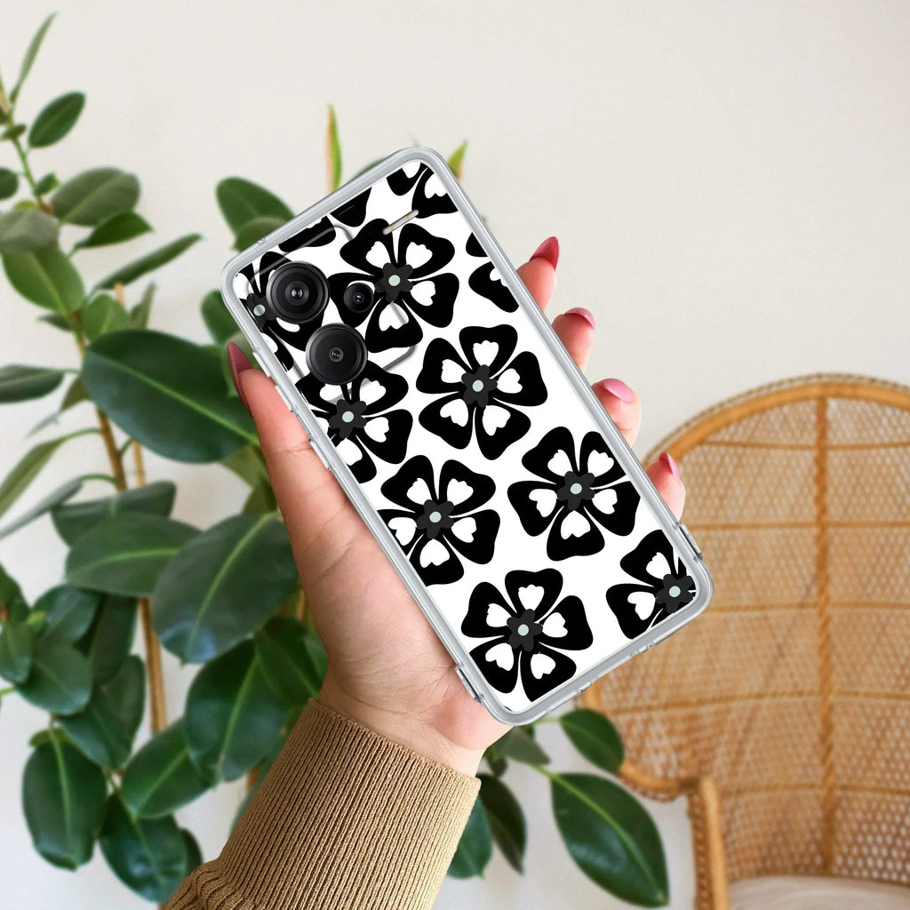Black and White Flower Transparent Silicon case For Redmi/Xiaomi - ShopOnCliQ