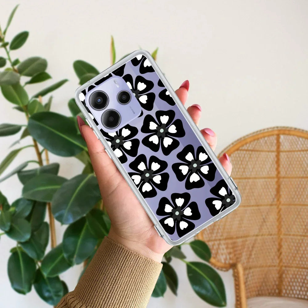Black and White Flower Transparent Silicon case For Redmi/Xiaomi - ShopOnCliQ