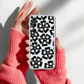 Black and White Flower Transparent Silicon case For Samsung Galaxy M55s 5G
