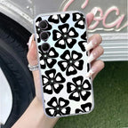 Black and White Flower Anti Yellow Case For Samsung Galaxy S23 Plus 5G