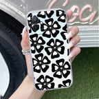 Black and White Flower Transparent Silicon case For Vivo T2 Pro 5G