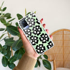 Black and White Flower Transparent Silicon case For Vivo V21 5G