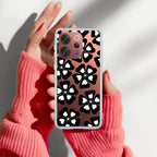 Black and White Flower Transparent Silicon case For Vivo V23 5G