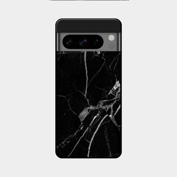 Black Marble Patter Glass Case Cover For Google Pixel 8 Pro 5G