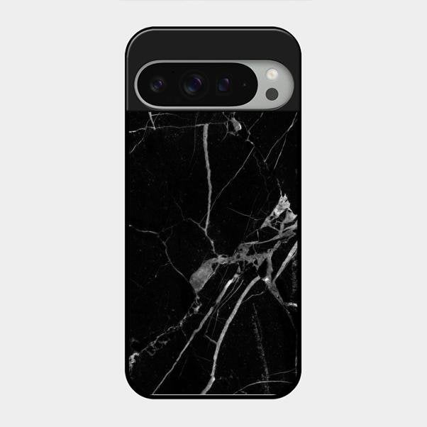 Black Marble Patter Glass Case Cover For Google Pixel 9 Pro Xl