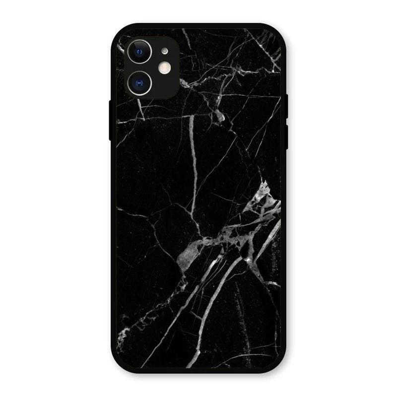 Black Marble Patter Glass Case Cover For iPhone 11