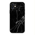 Black Marble Patter Glass Case Cover For iPhone 12