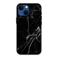 Black Marble Patter Glass Case Cover For iPhone 13 mini