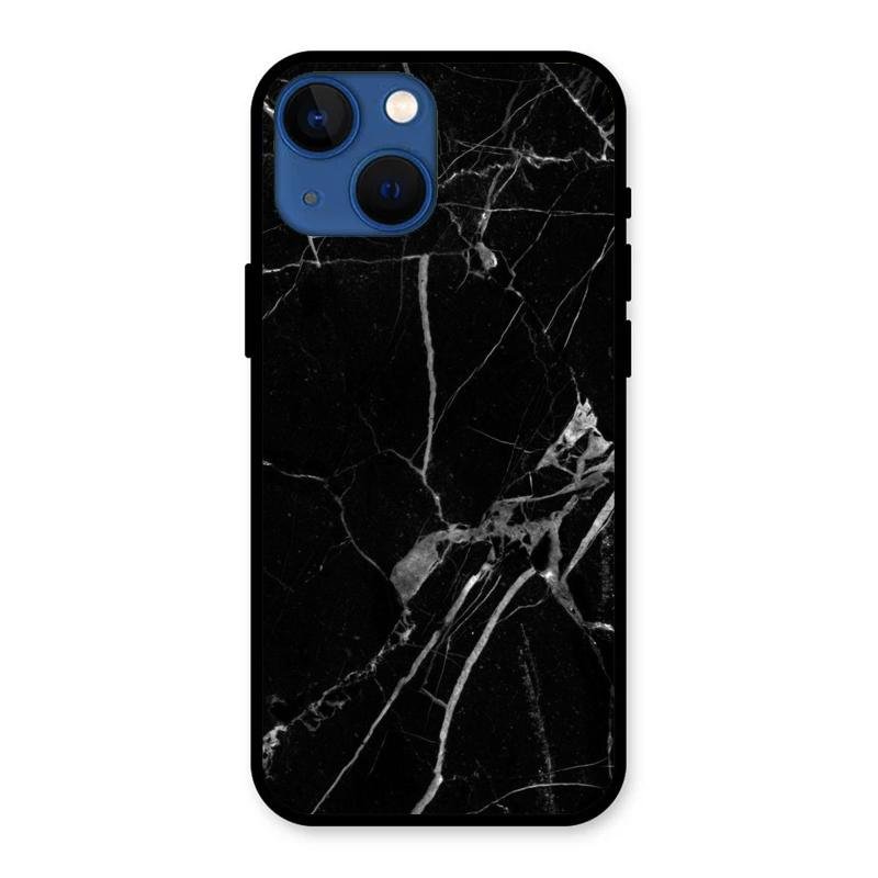 Black Marble Patter Glass Case Cover For iPhone 13 mini