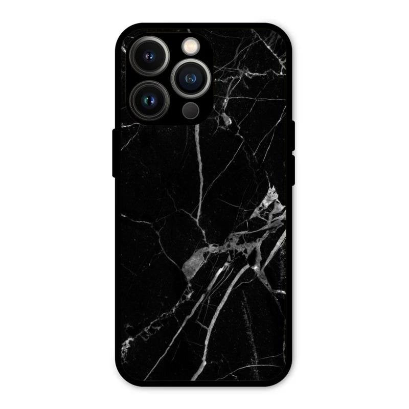 Black Marble Patter Glass Case Cover For iPhone 13 Pro Max
