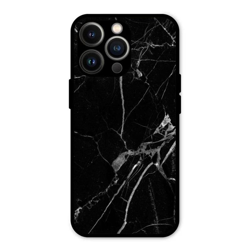 Black Marble Patter Glass Case Cover For iPhone 13 Pro