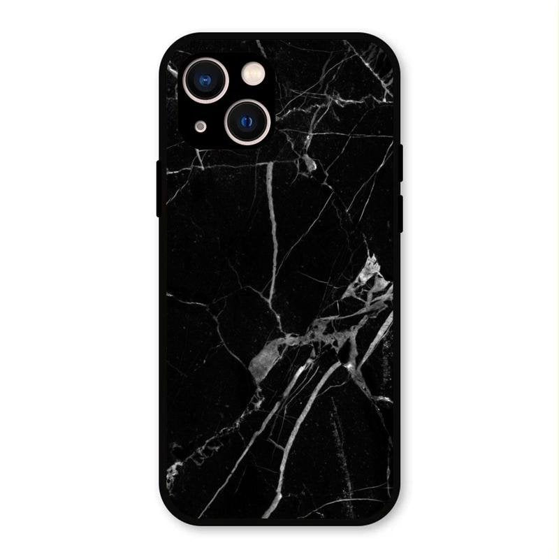 Black Marble Patter Glass Case Cover For iPhone 13