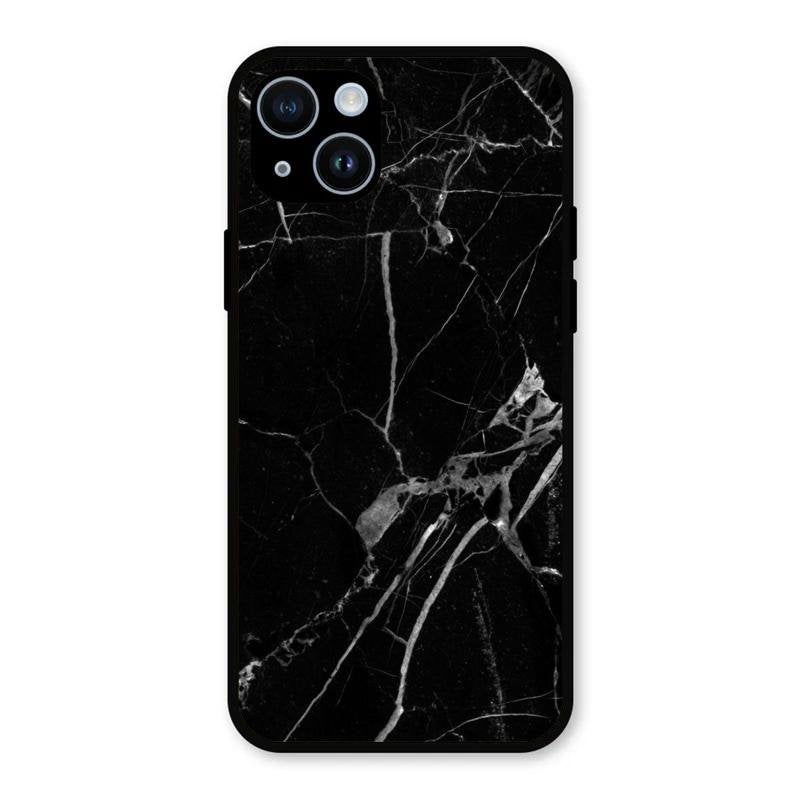 Black Marble Patter Glass Case Cover For iPhone 14 Plus