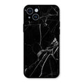 Black Marble Patter Glass Case Cover For iPhone 14