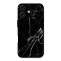Black Marble Patter Glass Case Cover For iPhone 16 Plus