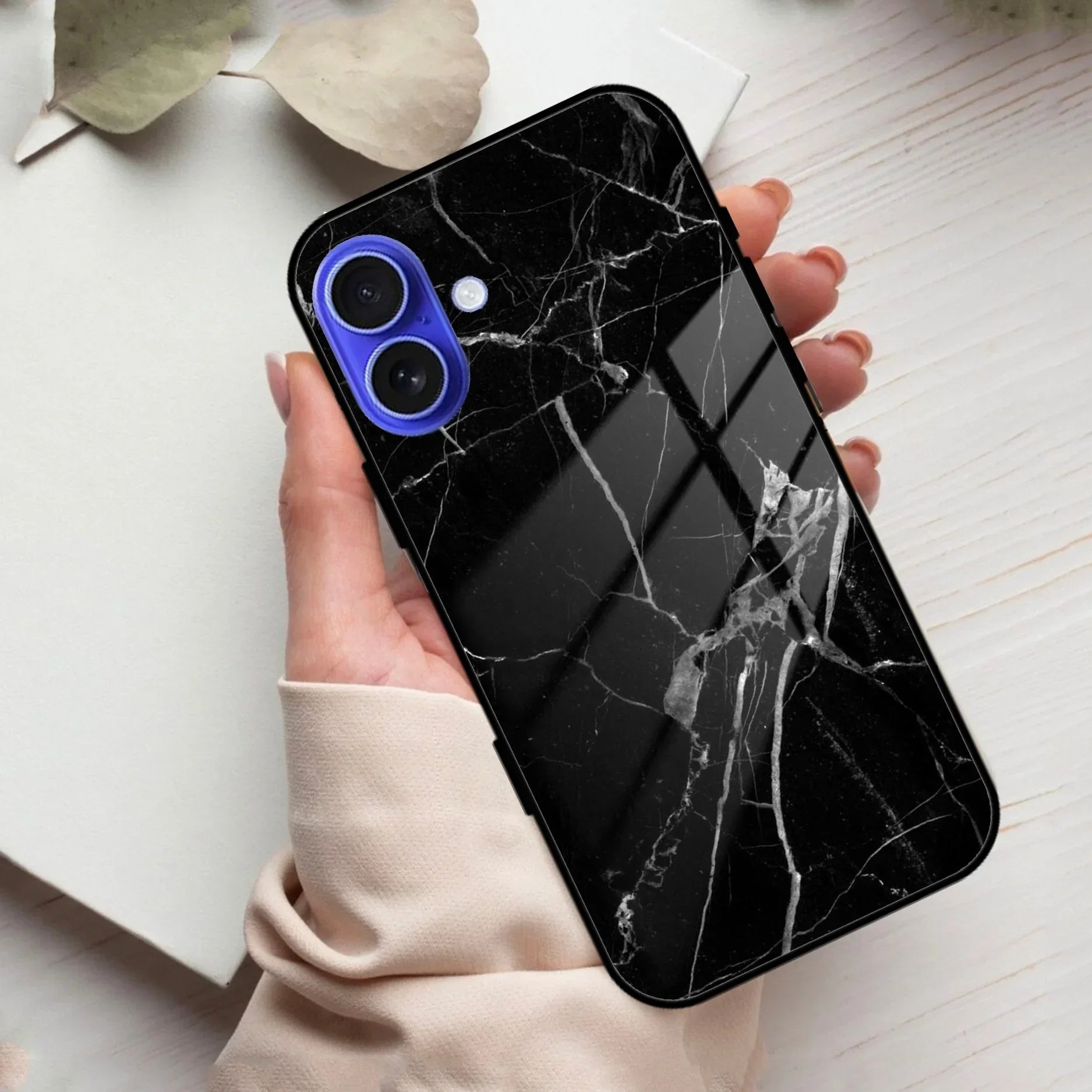 Black Marble Patter Glass Case Cover For iPhone - ShopOnCliQ