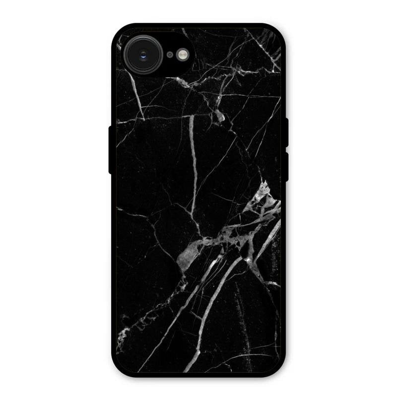 Black Marble Patter Glass Case Cover For iPhone 16e