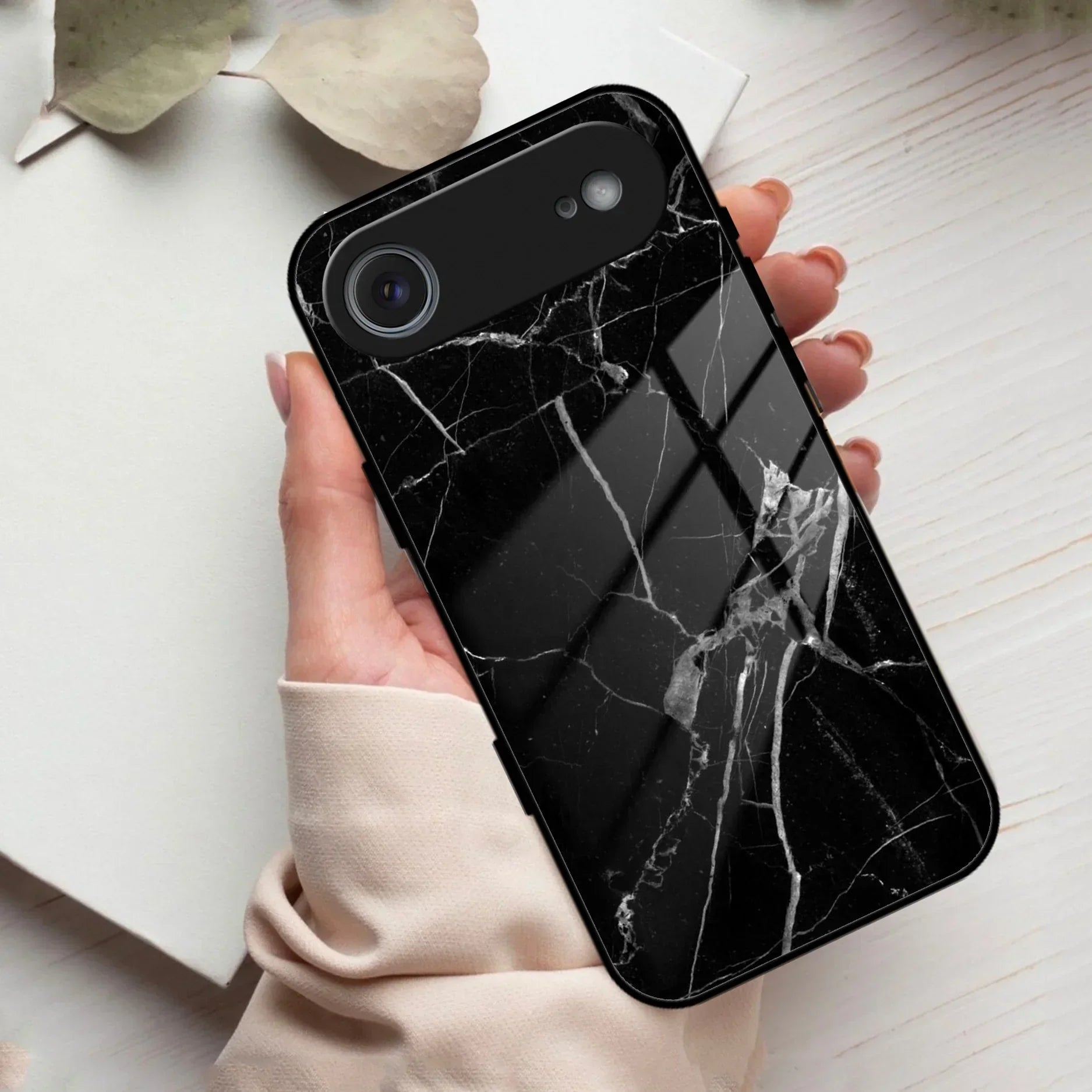 Black Marble Patter Glass Case Cover For iPhone - ShopOnCliQ