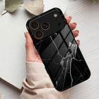 Black Marble Patter Glass Case Cover For iPhone 17 Pro Max