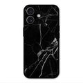Black Marble Patter Glass Case Cover For iPhone 17