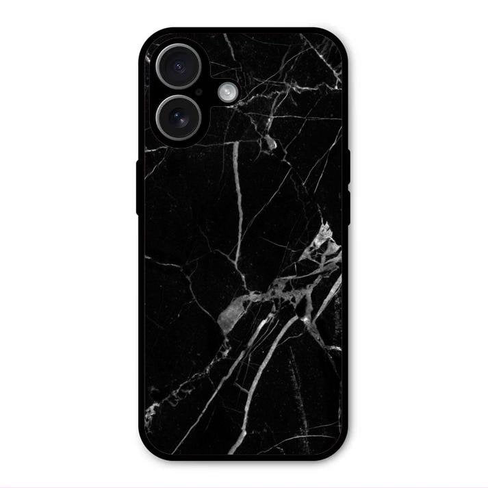 Black Marble Patter Glass Case Cover For iPhone 17