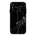 Black Marble Patter Glass Case Cover For iPhone XR
