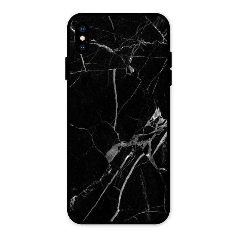 Black Marble Patter Glass Case Cover For iPhone XS Max