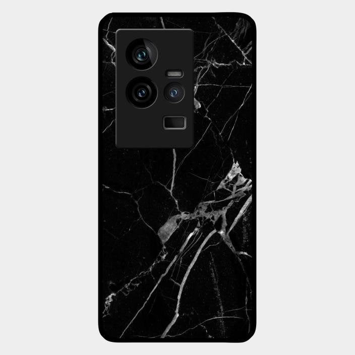 Black Marble Patter Glass Case Cover For Iqoo 11 5G
