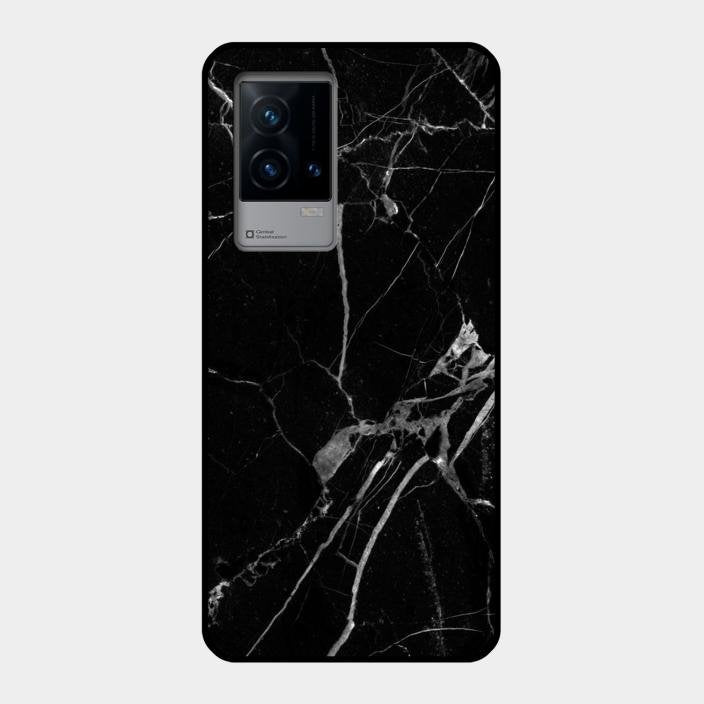Black Marble Patter Glass Case Cover For Iqoo 9 5G