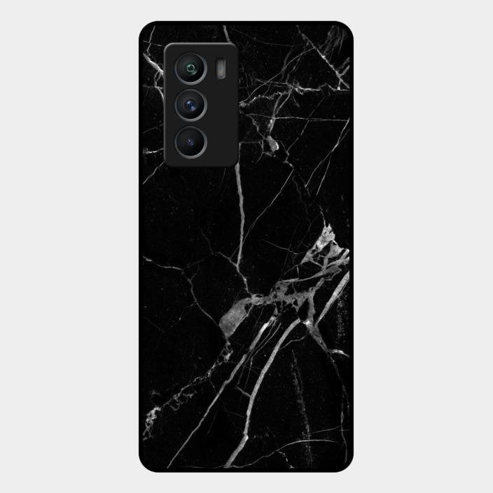 Black Marble Patter Glass Case Cover For Iqoo 9 Se 5G