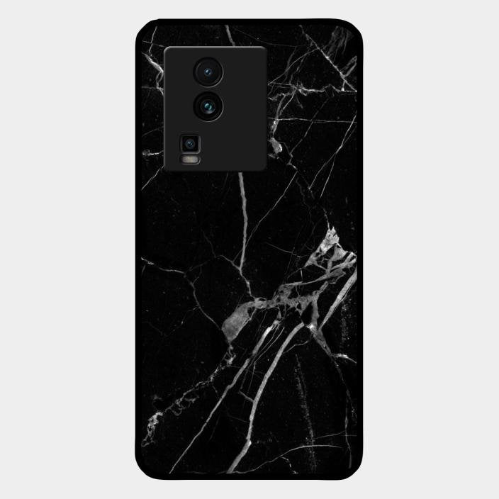 Black Marble Patter Glass Case Cover For Iqoo Neo 7 Pro 5G
