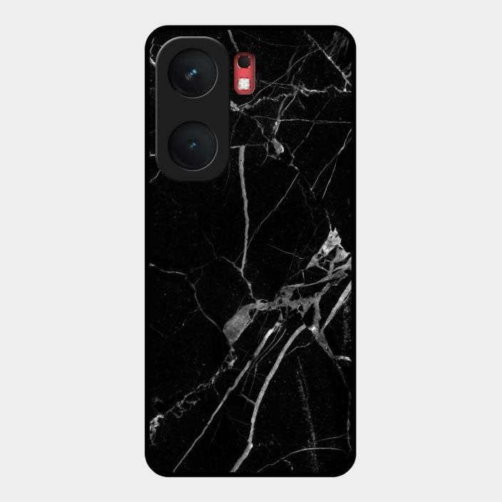 Black Marble Patter Glass Case Cover For Iqoo Neo 9 Pro 5G