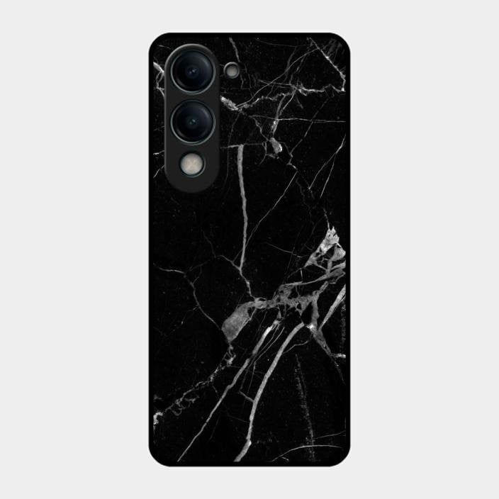 Black Marble Patter Glass Case Cover For Iqoo Z10 Lite