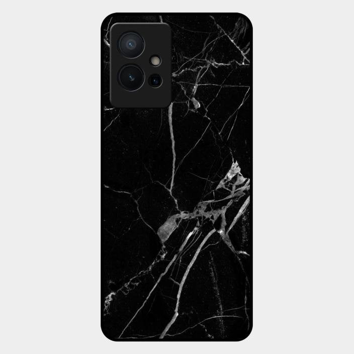 Black Marble Patter Glass Case Cover For Iqoo Z6 5G