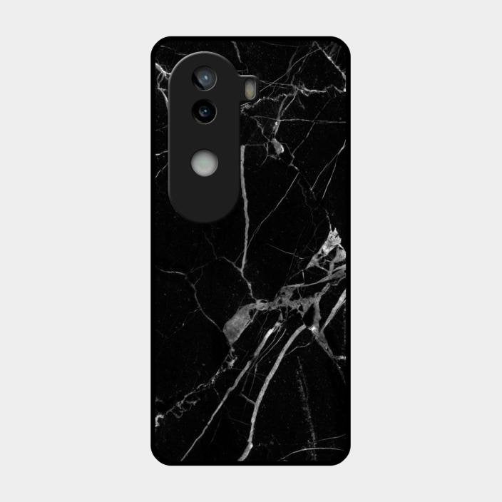 Black Marble Patter Glass Case Cover For Iqoo Z9S 5G