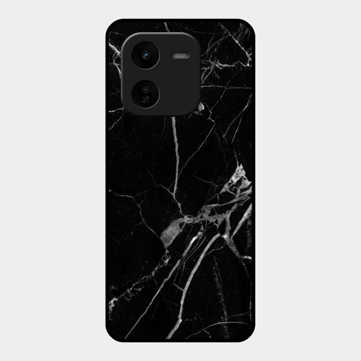 Black Marble Patter Glass Case Cover For Iqoo Z9X 5G