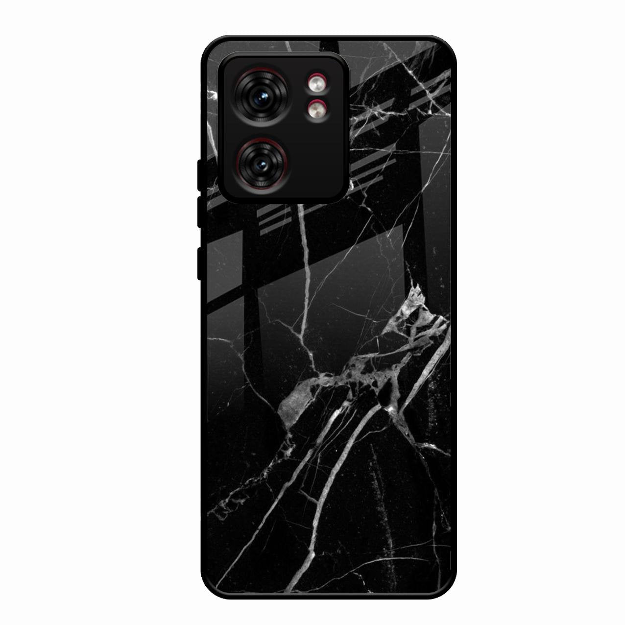Black Marble Patter Glass Case Cover For Motorola Edge 40