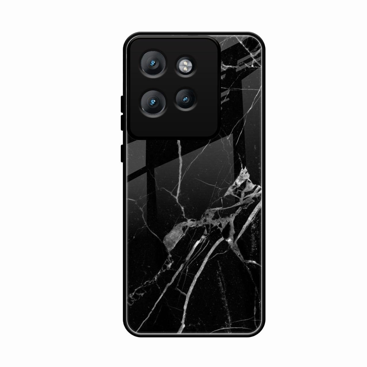 Black Marble Patter Glass Case Cover For Motorola Edge 50 Neo